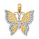10K Yellow Gold and Rhodium Over 10K Yellow Gold Textured Butterfly Charm