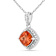 Peach Orange Lab Created Padparadscha Sapphire & Moissanite Sterling
Silver Necklace with Chain