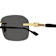 Gucci Gold Tone and Black Rectangular Black Frame / Smoke Lenses Sunglasses