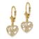 14k Yellow Gold Polished Sweet 16 Heart Dangle Earrings