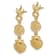 14k Yellow Gold Textured Starfish, Sand Dollar and Scallop Shell Dangle Earrings