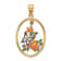 14k Yellow Gold Enamel White Butterfly In Oval with Orange Flowers Charm