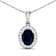 1.30ctw 14K White Gold Blue Sapphire and White Diamond Pendant with 18
inch Cable Chain