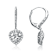 Pear Shape CZ Halo Drop Earrings In Sterling Silver