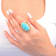 Barse Turquoise Oval-Cut Statement Ring In Bronze