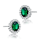Emerald Color CZ Halo Stud Earrings In Sterling Silver