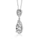 Pear Shape CZ Halo Drop Necklace In Sterling Silver