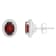 7x5mm Oval Garnet 1/5 ctw Diamond Rhodium Over Sterling Silver Halo Stud Earrings