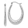 Rhodium Over 14k White Gold 1 1/4" Polished and Textured Oval Hoop Earrings