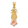 14K Two-tone Gold  Diamond-Cut Satin Pineapple with Plumeria Pendant