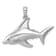 Rhodium Over Sterling Silver Polished Crystal Eye Shark Pendant