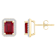 7x5mm Emerald Cut Created Ruby And Created White Sapphire 10k Yellow
Gold Halo Stud Earrings