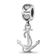 Rhodium Over Sterling Silver LogoArt Delta Gamma Anchor on Heart Bead