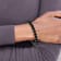 Stainless Steel Polished Lava Rock Beaded Stretch Bracelet