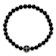 Stainless Steel Antiqued and Polished Black Agate Cross Stretch Bracelet