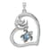 Rhodium Over Sterling Silver Crystal Turtle Heart with Wave Pendant