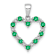 Rhodium Over 10k White Gold Diamond and 0.4 ctw Emerald Heart Pendant