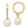 14K Yellow Gold 7-8mm Round Freshwater Cultured Pearl Dangle Hoop Earrings