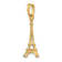 14k Yellow Gold Solid Polished and Textured 3D Eiffel Tower Pendant