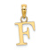 14k Yellow Gold Polished Block Letter F Initial Pendant