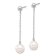 Rhodium Over 14K White Gold 7-8mm White Round Freshwater Cultured Pearl
Dangle Post Earrings