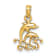 10K Yellow Gold Textured Mini Double Dolphins and Waves Charm