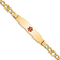 14k Yellow Gold Semi-Solid Medical Soft Diamond Shape Red Enamel Curb ID Bracelet