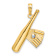 14K Two-tone Gold  Textured Baseball Bat with Ball Charm