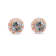 Aquamarine and CZ Round 18K Rose Gold Over Sterling Silver Button type
Earrings, 0.86ctw