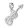 Rhodium Over 14k White Gold Polished and Textured Solid 3D Violin Pendant