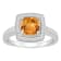 7mm Cushion Citrine 1/4 ctw Diamond Rhodium Over Sterling Silver Halo Ring