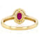 Ruby Oval And White Zircon Ring In 18K Gold Over Sterling Silver 1.25ctw