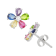 Multi-gem Simulants Rhodium Over Sterling Silver Children's Flower
Earrings 1.91ctw