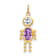 10k Yellow Gold Purple Amethyst Simulant February Birthstone and Clear
Cubic Zirconia Boy Charm