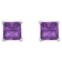 4mm Princess Cut Amethyst 14k White Gold Stud Earrings