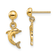14k Yellow Gold Mini Jumping Dolphin Dangle Earrings