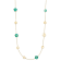 14K Yellow Gold Teal and White Color Mother Of Pearl Flower 30 Inch Necklace