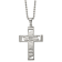 White Cubic Zirconia Stainless Steel Brushed Men's Cross Pendant With Chain
