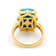 Turquoise And White Zircon Ring In 18K Gold Over Sterling Silver 0.11ctw