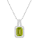 8x6mm Emerald Cut Peridot 1/6 ctw Diamond Rhodium Over Sterling Silver
Halo Pendant with Chain