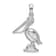 Rhodium Over Sterling Silver Large 3D Standing Pelican Pendant