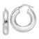 Rhodium Over 14k White Gold 1 1/16" Polished Diamond-Cut Round Hoop Earrings