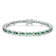 Emerald Color CZ Tennis Bracelet In White Rhodium Over Brass
