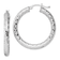 Rhodium Over Sterling Silver 4.00mm Diamond-cut Hoop Earrings