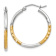 14k Yellow Gold and Rhodium Over 14k Yellow Gold 13/16" Polished
Satin and Diamond-Cut Hoop Earrings
