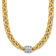 14K Yellow Gold with White Rhodium Diamond Oval Link 18 Inch Necklace