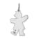 Rhodium Over 14k White Gold Satin Girl with Bow Kiss Kid Charm