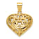 14k Yellow Gold 3D Satin and Diamond-Cut Fancy Heart Pendant