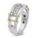 14K Yellow and White Gold Men's Polished Grooved Cut-Out 5-Stone Diamond Ring