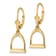 14k Yellow Gold 3D Small Horse Stirrup Dangle Earrings